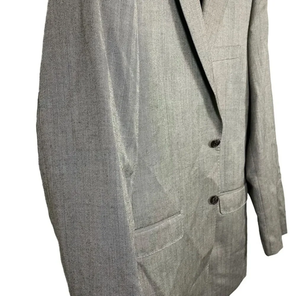 Lauren Ralph Lauren Slim Men's Herringbone Silk Wool 2 Button Blazer Jacket 40 L